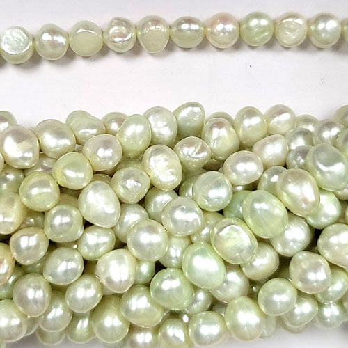 FRESHWATER PEARL SIDED 8-8.5MM VERY LIGHT GREEN (10 STRS)